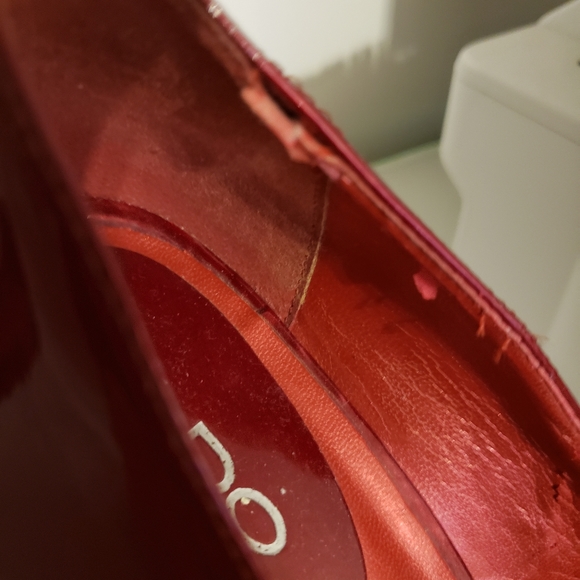 Aldo Patent Leather Candy Apple Red Shark Toe High Heel Shiny Classic Women S-9 - Picture 7 of 8